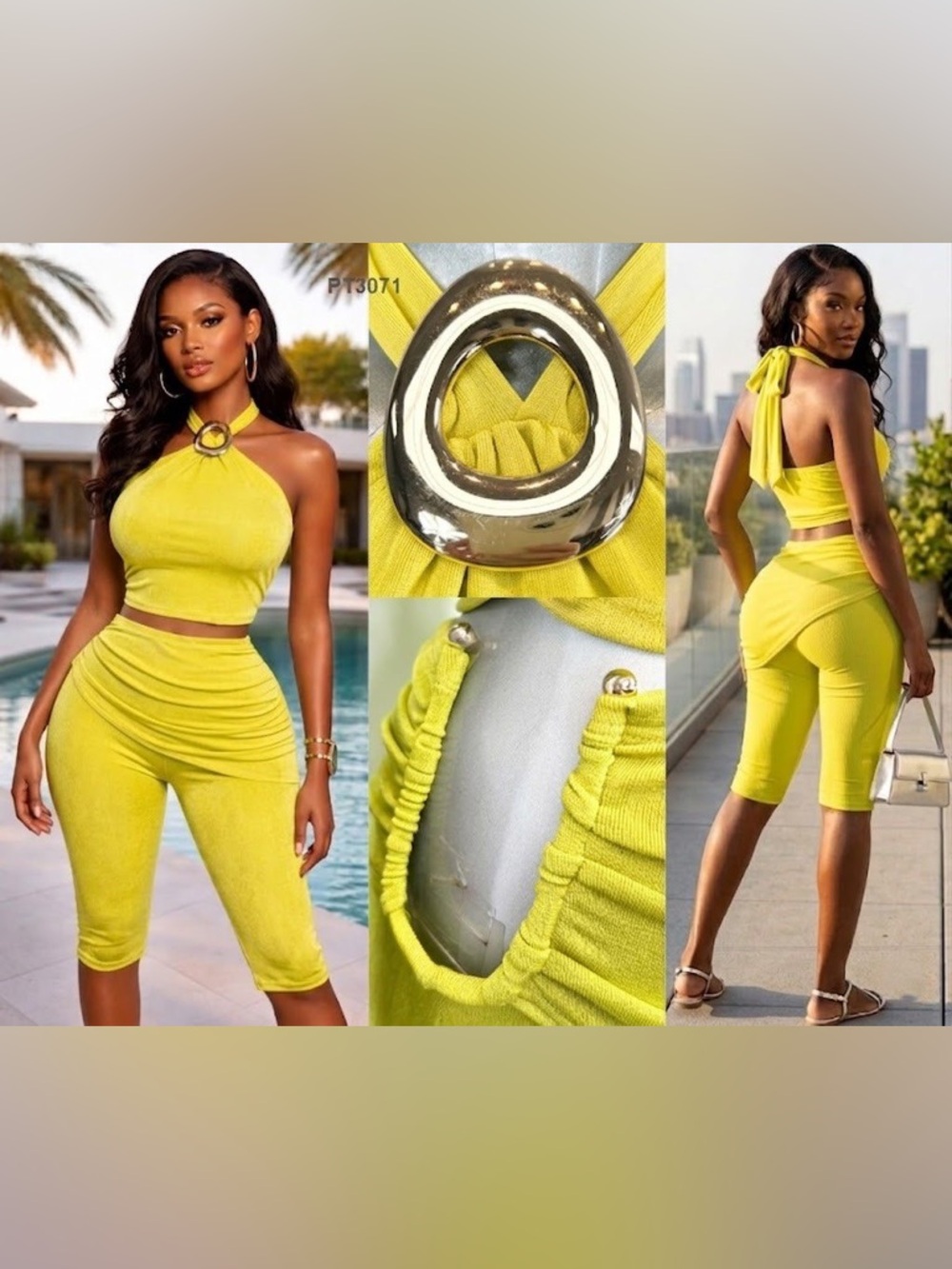 Bright Yellow Ruched Midi Skirt - Women's Summer Pencil Midi